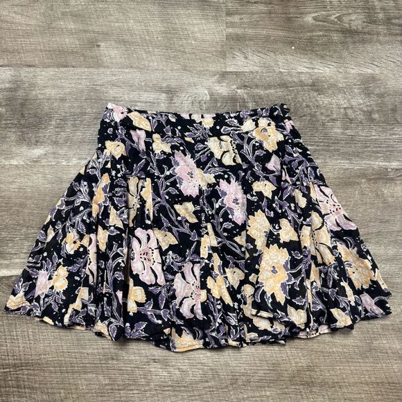 Free People End of the Island Godet Mini Skirt Washed Black Combo Size 2 - Picture 2 of 9